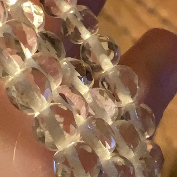 Clear Sparkly Beads Strung On White Cord With Silver-Tone Clasp - Picture 11 of 13